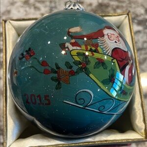 Pier 1 Santa Sleigh Ornament - Blue and Green